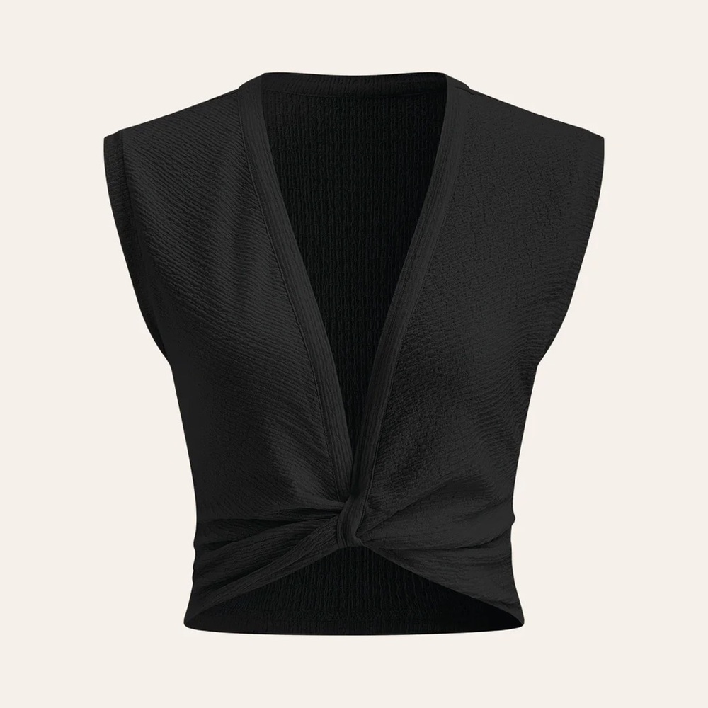 Commense Black Twist Front Muscle Tee